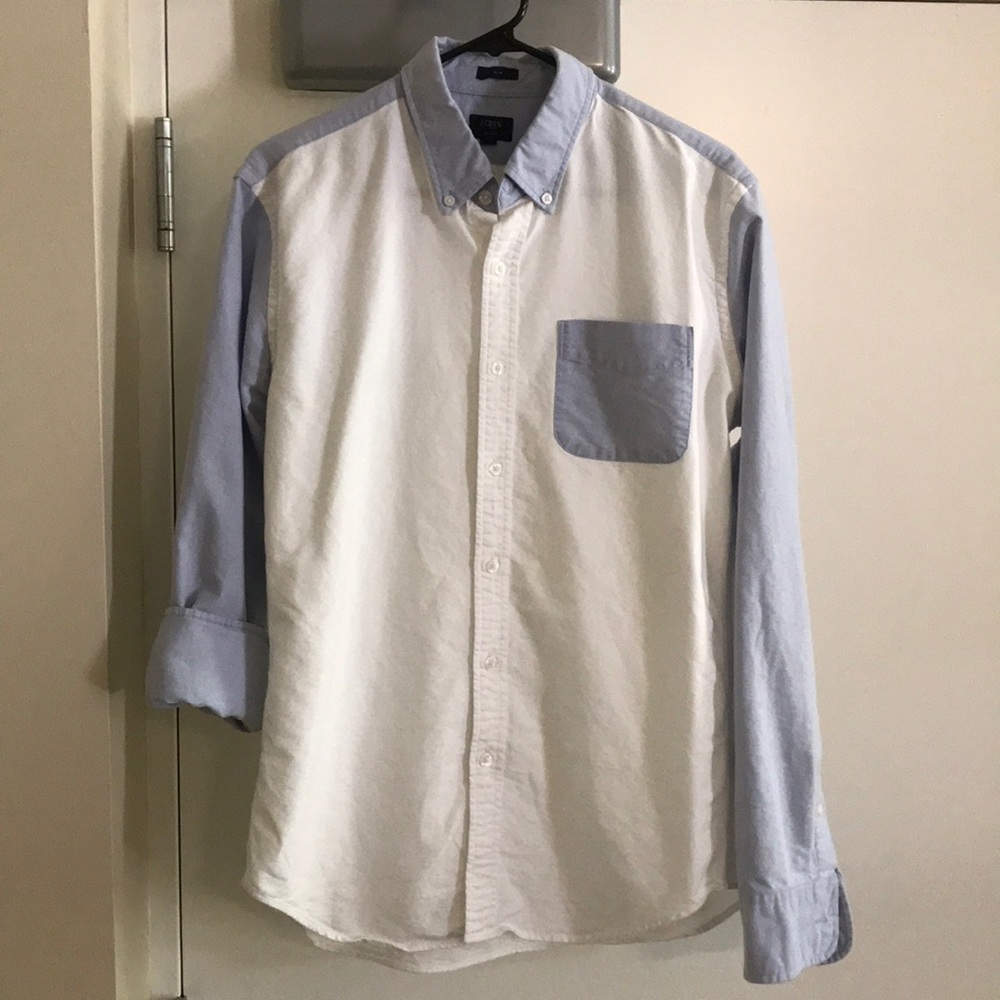 White and Blue J. Crew Oxford